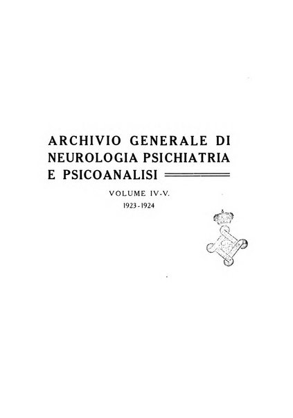 Archivio generale di neurologia, psichiatria e psicoanalisi