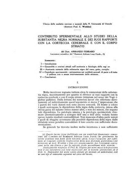 Archivio generale di neurologia, psichiatria e psicoanalisi