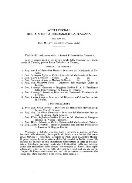 Archivio generale di neurologia, psichiatria e psicoanalisi