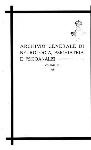 Archivio generale di neurologia, psichiatria e psicoanalisi