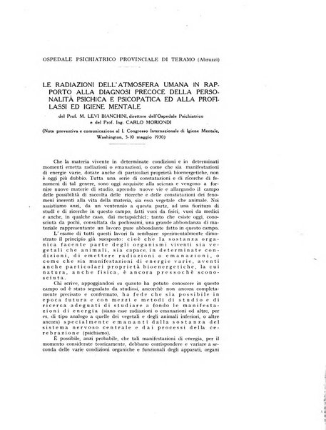 Archivio generale di neurologia, psichiatria e psicoanalisi