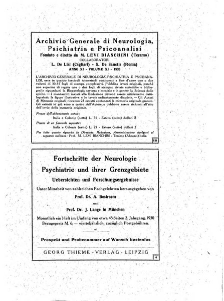 Archivio generale di neurologia, psichiatria e psicoanalisi