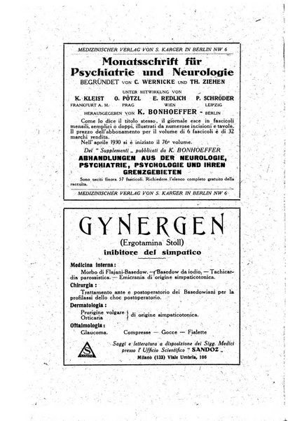 Archivio generale di neurologia, psichiatria e psicoanalisi