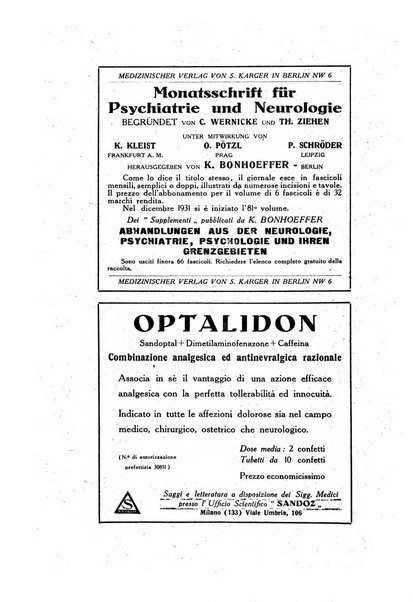 Archivio generale di neurologia, psichiatria e psicoanalisi