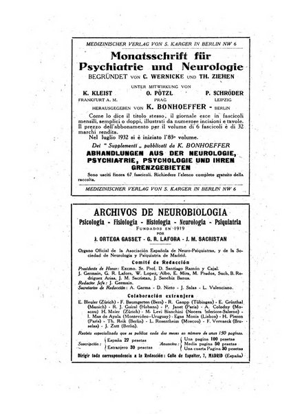 Archivio generale di neurologia, psichiatria e psicoanalisi