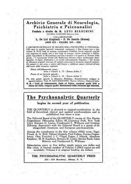 Archivio generale di neurologia, psichiatria e psicoanalisi