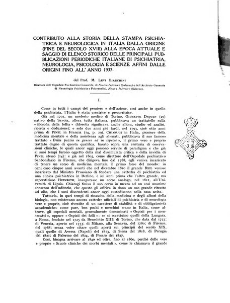 Archivio generale di neurologia, psichiatria e psicoanalisi