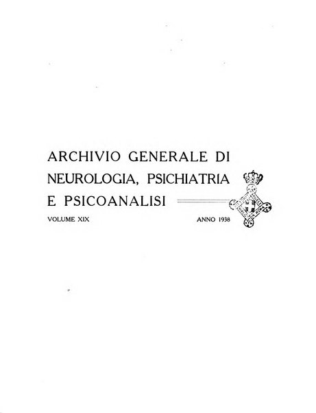 Archivio generale di neurologia, psichiatria e psicoanalisi