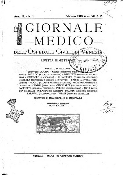 Giornale medico dell'Ospedale civile di Venezia