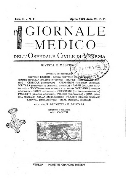 Giornale medico dell'Ospedale civile di Venezia