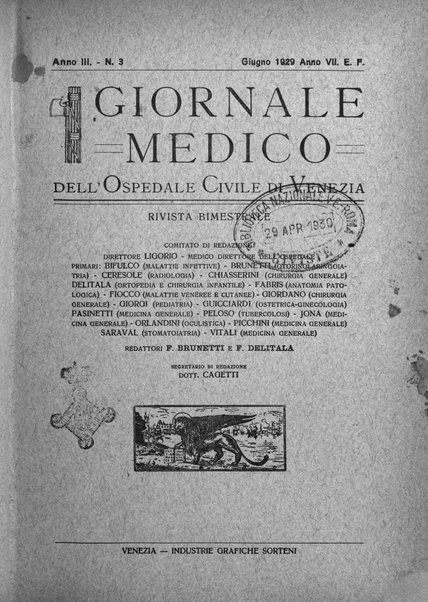 Giornale medico dell'Ospedale civile di Venezia