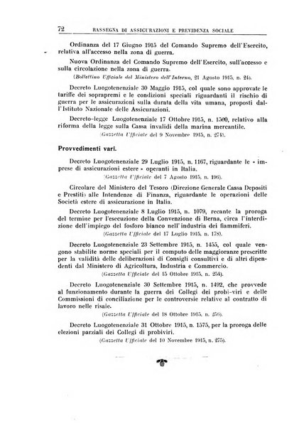 Rassegna di assicurazioni e previdenza sociale bollettino mensile della Cassa nazionale d'assicurazione per gli infortuni degli operai sul lavoro