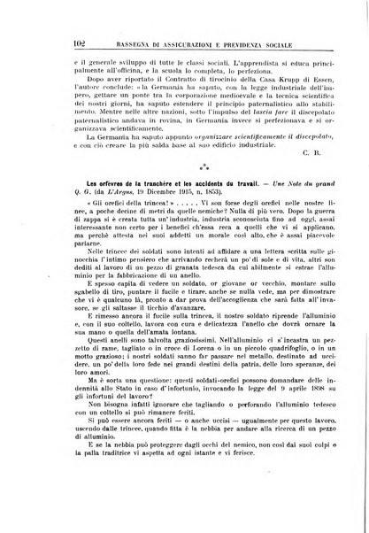 Rassegna di assicurazioni e previdenza sociale bollettino mensile della Cassa nazionale d'assicurazione per gli infortuni degli operai sul lavoro