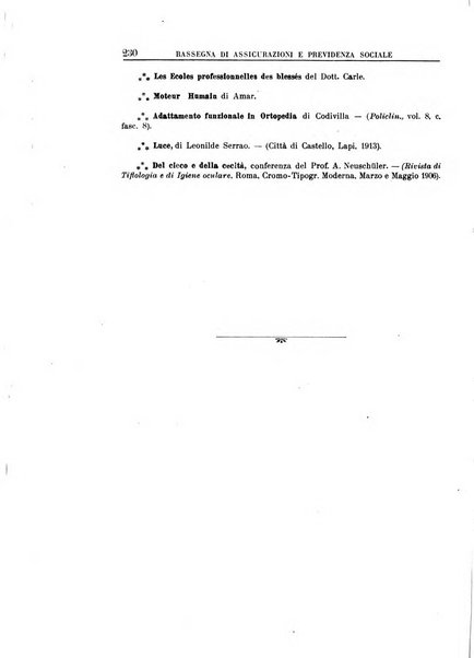 Rassegna di assicurazioni e previdenza sociale bollettino mensile della Cassa nazionale d'assicurazione per gli infortuni degli operai sul lavoro