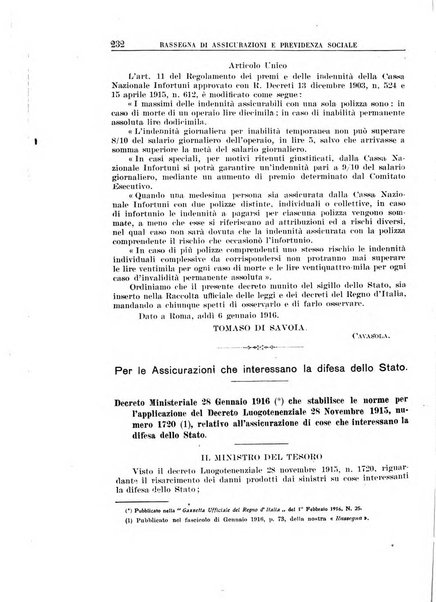 Rassegna di assicurazioni e previdenza sociale bollettino mensile della Cassa nazionale d'assicurazione per gli infortuni degli operai sul lavoro