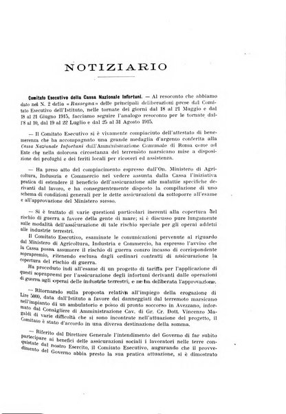 Rassegna di assicurazioni e previdenza sociale bollettino mensile della Cassa nazionale d'assicurazione per gli infortuni degli operai sul lavoro