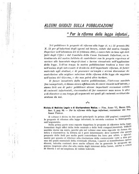 Rassegna di assicurazioni e previdenza sociale bollettino mensile della Cassa nazionale d'assicurazione per gli infortuni degli operai sul lavoro