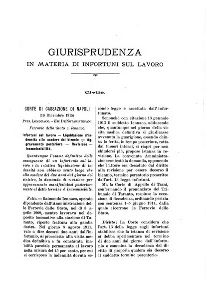 Rassegna di assicurazioni e previdenza sociale bollettino mensile della Cassa nazionale d'assicurazione per gli infortuni degli operai sul lavoro