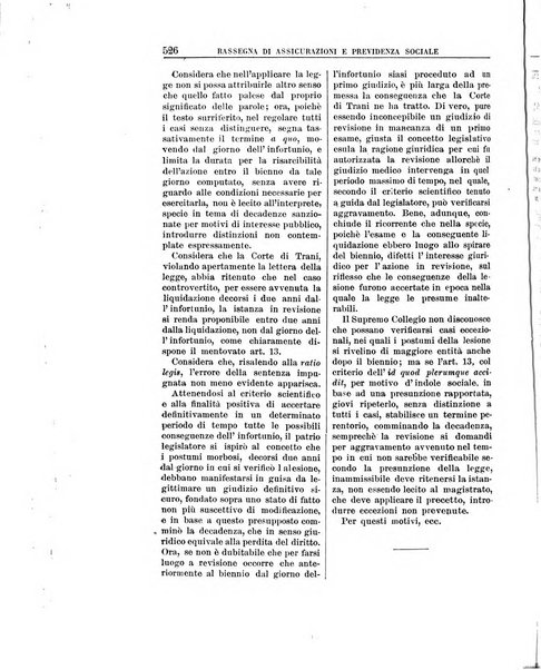 Rassegna di assicurazioni e previdenza sociale bollettino mensile della Cassa nazionale d'assicurazione per gli infortuni degli operai sul lavoro