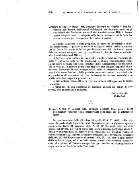 Rassegna di assicurazioni e previdenza sociale bollettino mensile della Cassa nazionale d'assicurazione per gli infortuni degli operai sul lavoro