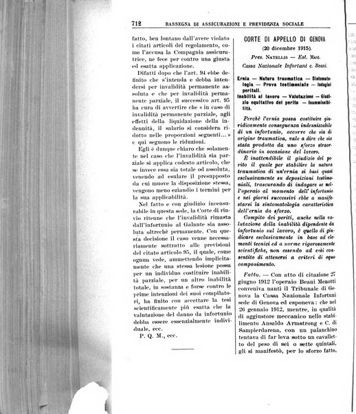 Rassegna di assicurazioni e previdenza sociale bollettino mensile della Cassa nazionale d'assicurazione per gli infortuni degli operai sul lavoro