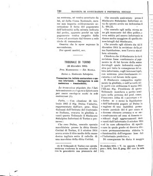 Rassegna di assicurazioni e previdenza sociale bollettino mensile della Cassa nazionale d'assicurazione per gli infortuni degli operai sul lavoro