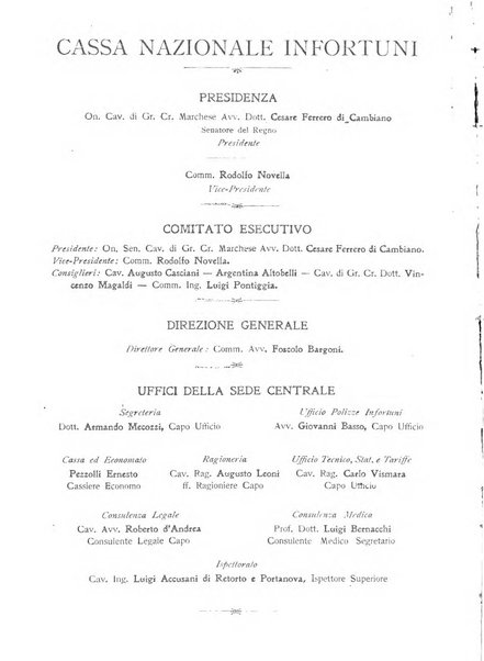 Rassegna di assicurazioni e previdenza sociale bollettino mensile della Cassa nazionale d'assicurazione per gli infortuni degli operai sul lavoro