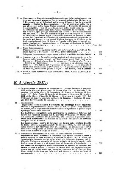 Rassegna di assicurazioni e previdenza sociale bollettino mensile della Cassa nazionale d'assicurazione per gli infortuni degli operai sul lavoro