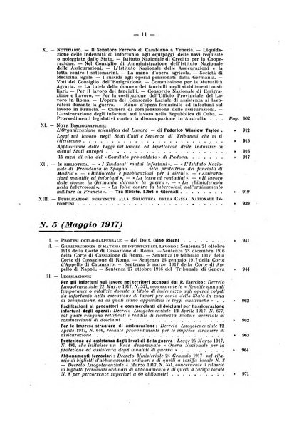 Rassegna di assicurazioni e previdenza sociale bollettino mensile della Cassa nazionale d'assicurazione per gli infortuni degli operai sul lavoro