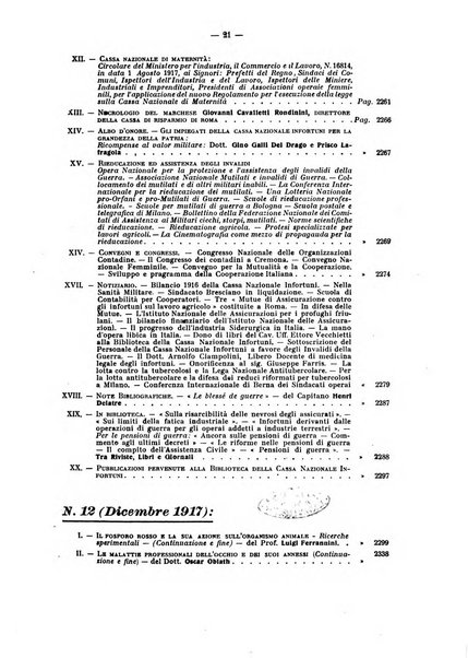 Rassegna di assicurazioni e previdenza sociale bollettino mensile della Cassa nazionale d'assicurazione per gli infortuni degli operai sul lavoro