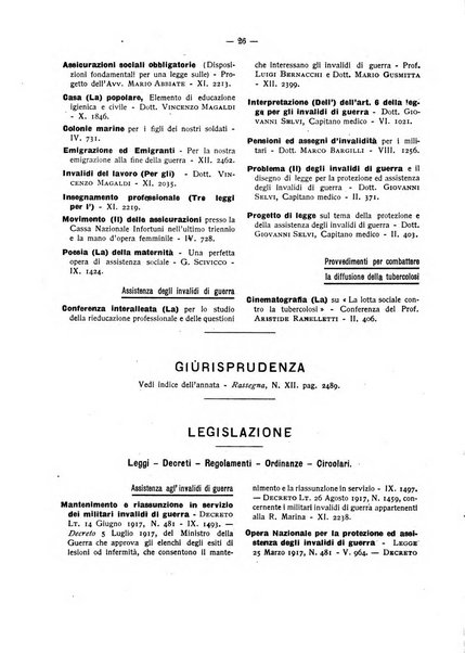 Rassegna di assicurazioni e previdenza sociale bollettino mensile della Cassa nazionale d'assicurazione per gli infortuni degli operai sul lavoro