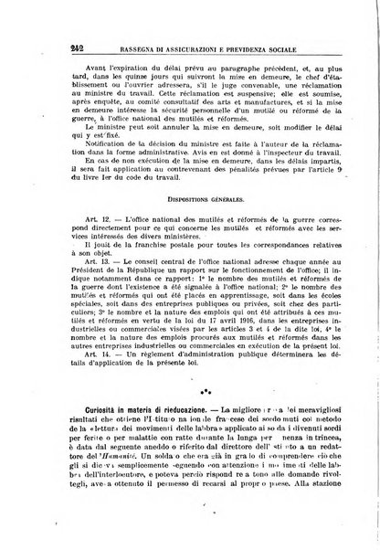 Rassegna di assicurazioni e previdenza sociale bollettino mensile della Cassa nazionale d'assicurazione per gli infortuni degli operai sul lavoro