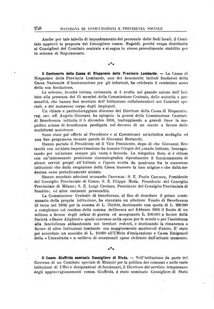 Rassegna di assicurazioni e previdenza sociale bollettino mensile della Cassa nazionale d'assicurazione per gli infortuni degli operai sul lavoro