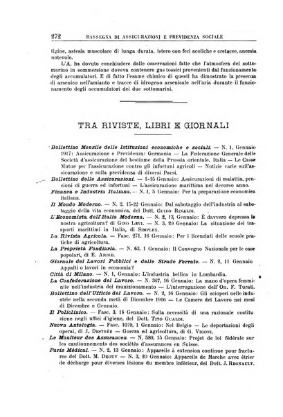 Rassegna di assicurazioni e previdenza sociale bollettino mensile della Cassa nazionale d'assicurazione per gli infortuni degli operai sul lavoro