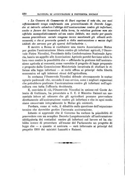 Rassegna di assicurazioni e previdenza sociale bollettino mensile della Cassa nazionale d'assicurazione per gli infortuni degli operai sul lavoro