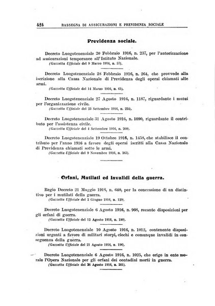 Rassegna di assicurazioni e previdenza sociale bollettino mensile della Cassa nazionale d'assicurazione per gli infortuni degli operai sul lavoro