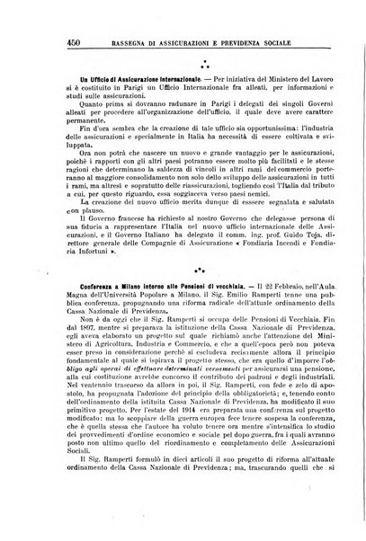 Rassegna di assicurazioni e previdenza sociale bollettino mensile della Cassa nazionale d'assicurazione per gli infortuni degli operai sul lavoro