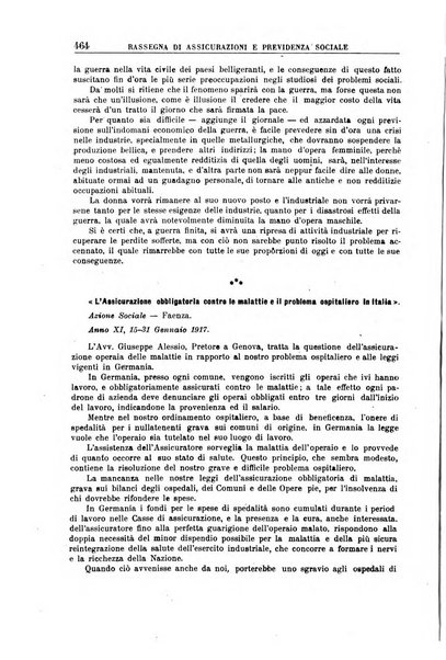 Rassegna di assicurazioni e previdenza sociale bollettino mensile della Cassa nazionale d'assicurazione per gli infortuni degli operai sul lavoro