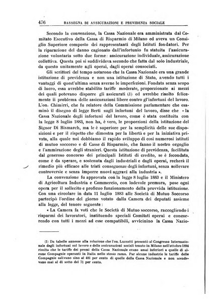 Rassegna di assicurazioni e previdenza sociale bollettino mensile della Cassa nazionale d'assicurazione per gli infortuni degli operai sul lavoro