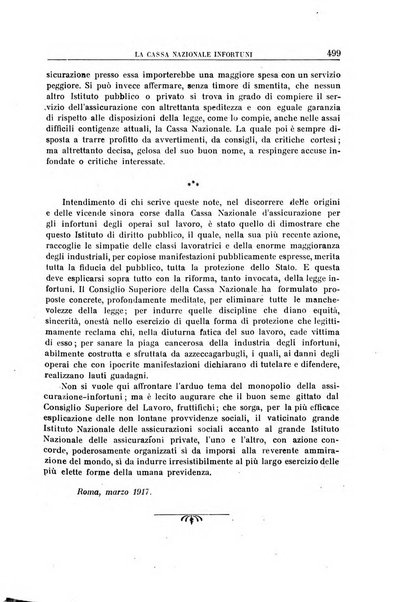 Rassegna di assicurazioni e previdenza sociale bollettino mensile della Cassa nazionale d'assicurazione per gli infortuni degli operai sul lavoro