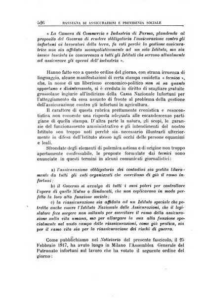 Rassegna di assicurazioni e previdenza sociale bollettino mensile della Cassa nazionale d'assicurazione per gli infortuni degli operai sul lavoro