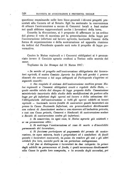 Rassegna di assicurazioni e previdenza sociale bollettino mensile della Cassa nazionale d'assicurazione per gli infortuni degli operai sul lavoro