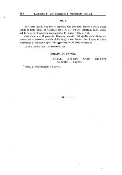 Rassegna di assicurazioni e previdenza sociale bollettino mensile della Cassa nazionale d'assicurazione per gli infortuni degli operai sul lavoro