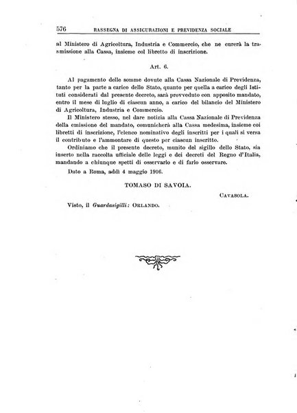 Rassegna di assicurazioni e previdenza sociale bollettino mensile della Cassa nazionale d'assicurazione per gli infortuni degli operai sul lavoro