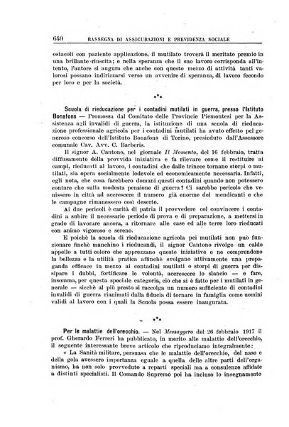 Rassegna di assicurazioni e previdenza sociale bollettino mensile della Cassa nazionale d'assicurazione per gli infortuni degli operai sul lavoro