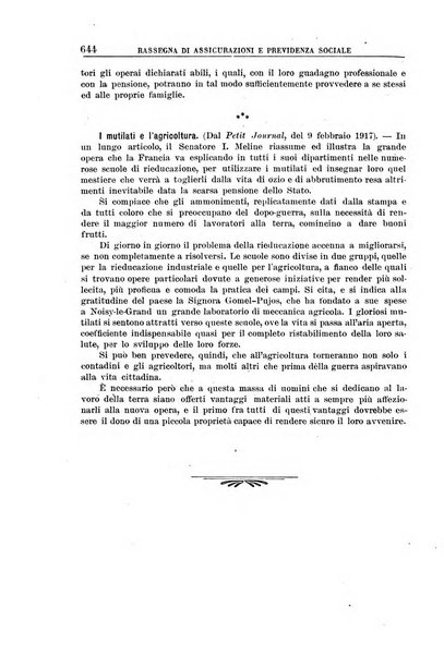 Rassegna di assicurazioni e previdenza sociale bollettino mensile della Cassa nazionale d'assicurazione per gli infortuni degli operai sul lavoro