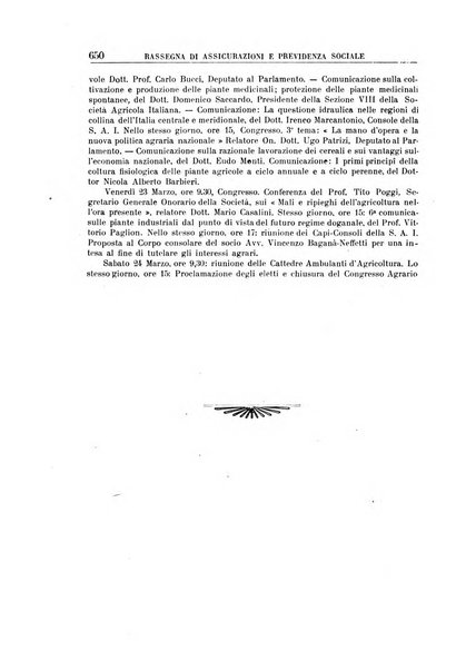 Rassegna di assicurazioni e previdenza sociale bollettino mensile della Cassa nazionale d'assicurazione per gli infortuni degli operai sul lavoro