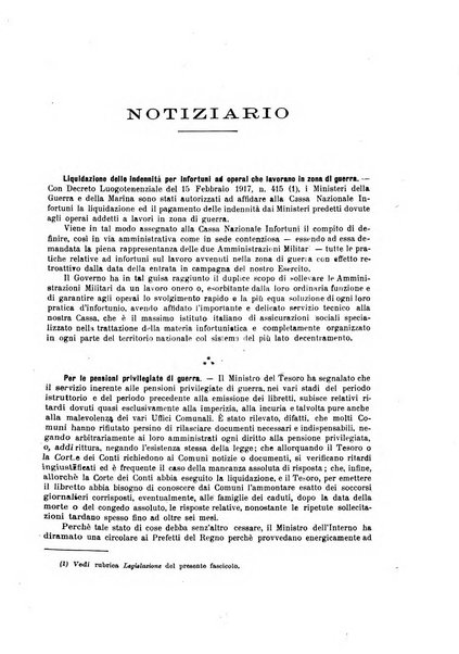 Rassegna di assicurazioni e previdenza sociale bollettino mensile della Cassa nazionale d'assicurazione per gli infortuni degli operai sul lavoro