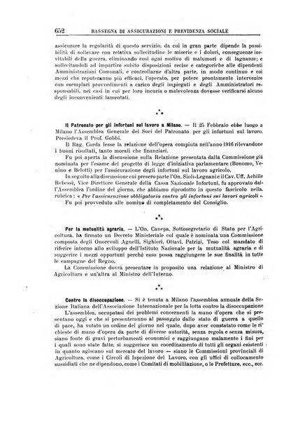 Rassegna di assicurazioni e previdenza sociale bollettino mensile della Cassa nazionale d'assicurazione per gli infortuni degli operai sul lavoro