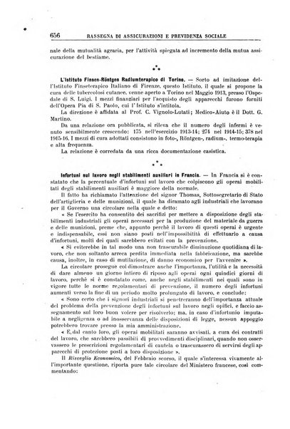 Rassegna di assicurazioni e previdenza sociale bollettino mensile della Cassa nazionale d'assicurazione per gli infortuni degli operai sul lavoro